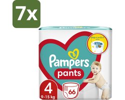 7 x Pampers – Luierbroekjes – Pants Maat 4 – 66 Luiers - Luier Broekje - Luier Voor Baby - Luier Voor Peuters - Actieve Baby - Droge Luier