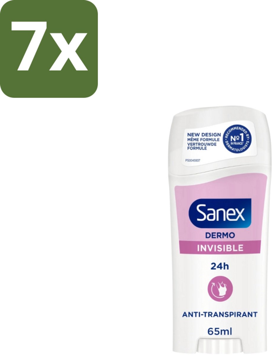 7 x Sanex – Deodorant Stick – Dermo Invisible – 65 ml - Onzezichtbare Deodorantstick - Deodorantstick - Onzichtbare Deodorant - Huidvriendelijke Deodorant - Frisheid