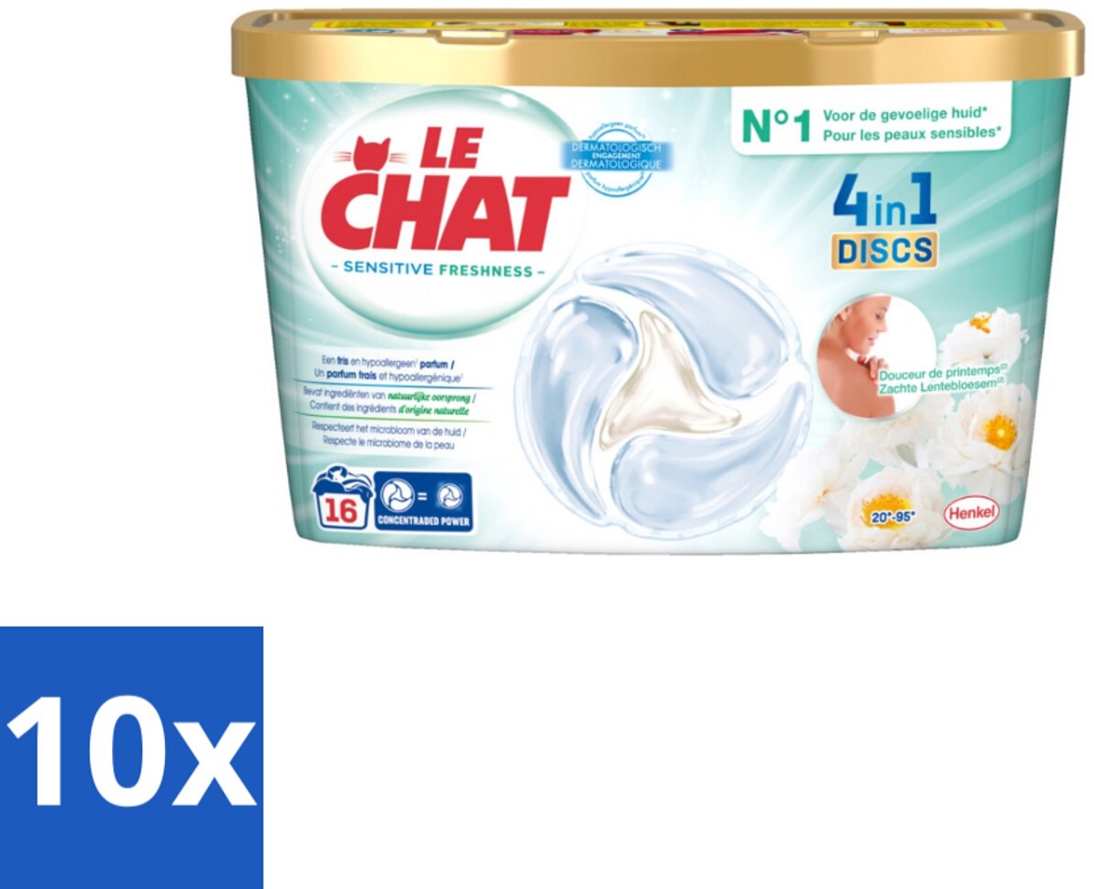 Le Chat – Wascapsules – Sensitive Zachte Lentebloesem – 16 wasbeurten - Bulkverpakking - 10 stuks