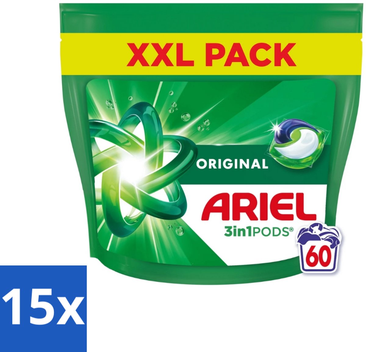 Ariel – Pods 3in1 – Original – 60 wasbeurten - Bulkverpakking - 15 stuks