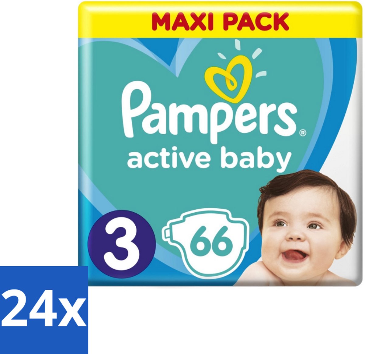 Pampers – Luiers – Active Baby Dry Maat 3 – 66 Luiers - Voordeelverpakking - 24 stuks