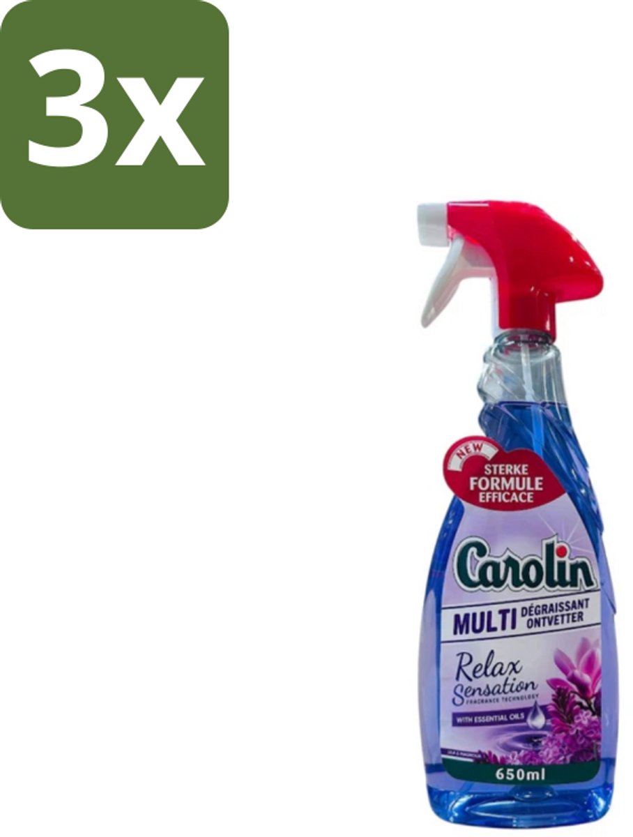 3 x Carolin – Keukenreiniger – Multi Ontvetter Relax Sensation – 650 ml - Ontvetter - Keukenreiniger - Vet Verwijderen - Keuken Schoonmaken - Keuken Reinigen