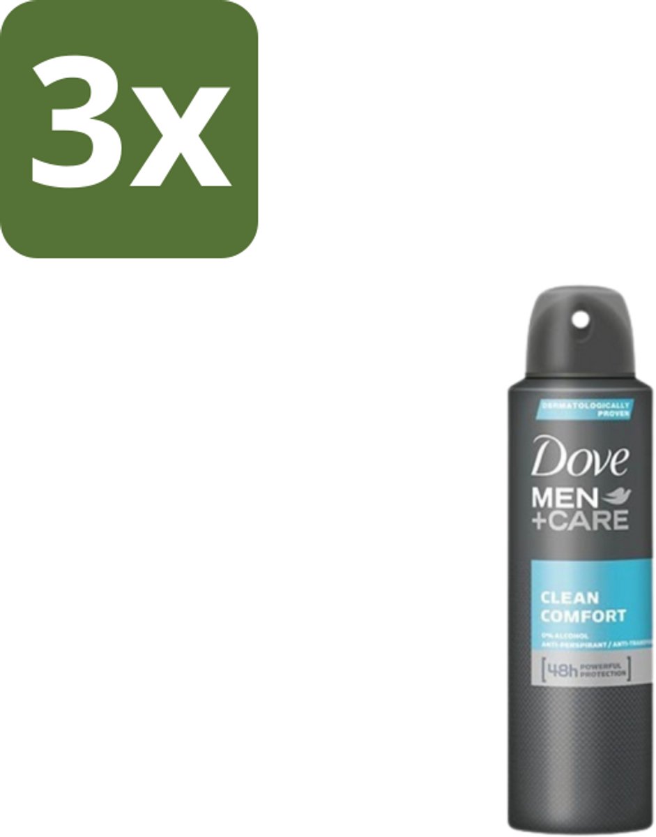 3 x Dove Men+Care – Deodorant Spray – Clean Comfort – 200 ml - Anti-transpirant Spray - Okselgeur - Frisse Geur - Schone Geur - Okselverzorging