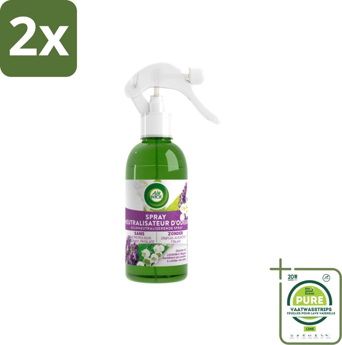 Air Wick – Luchtverfrisser Spray – Active Fresh Lavendel & Lelie – 237 ml - Voordeelverpakking - 2 stuks - Luchtverfrisser - Geur neutraliseren