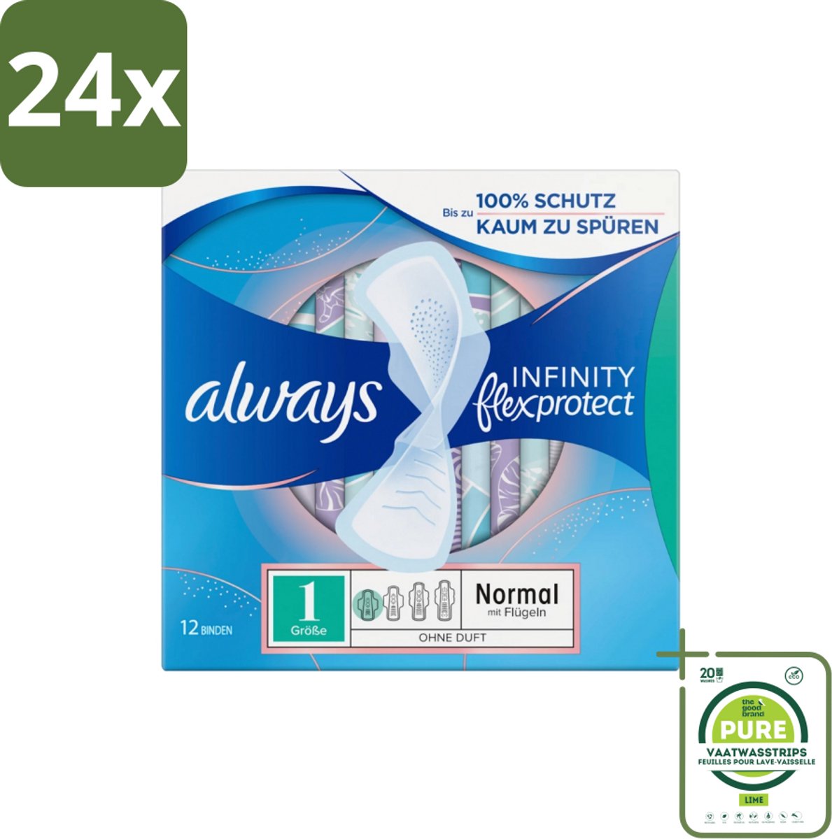 Always – Maandverband – Infinity Normal - 12 Maandverbanden - Voordeelverpakking - 24 stuks - Always Infinity - FlexFoam