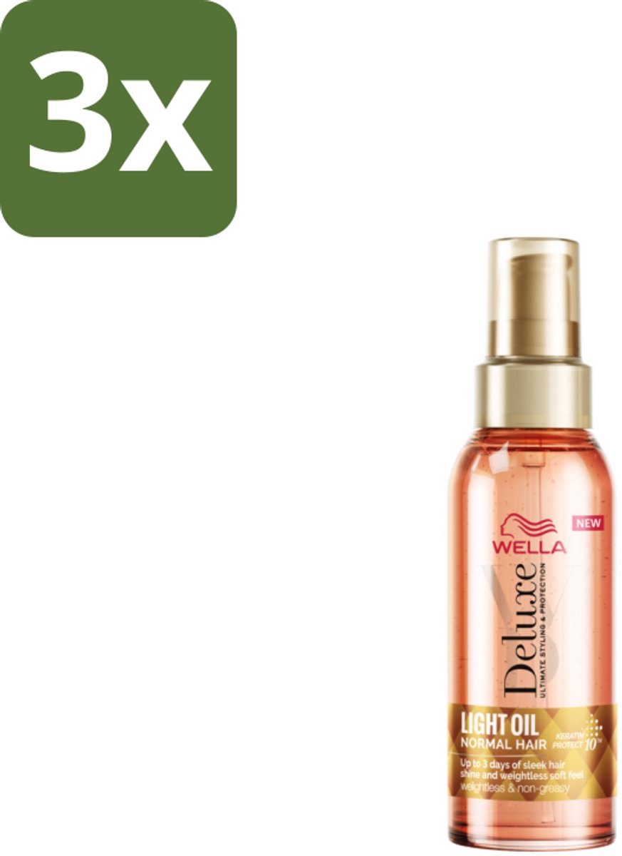 3 x Wella – Deluxe Oil Light – Haarolie – 100 ml - Haarolie - Glans - Gezond Haar - Voeding - Anti-pluis