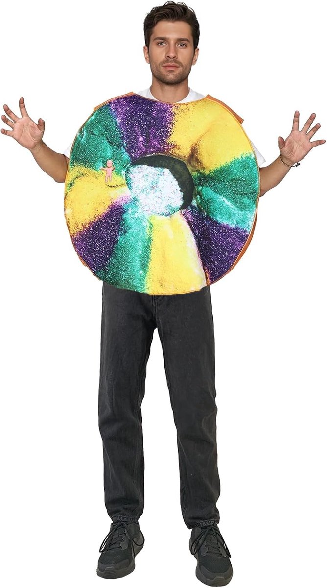 Grappig Kostuum voor Volwassenen met King Cake Thema voor Mardi Gras Parades en Feestjes