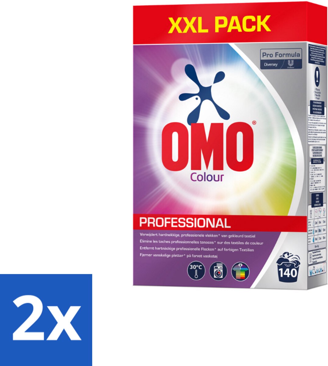 2 x Omo Professional – Wasmiddel Poeder – Gekleurde Was – 140 Wasbeurten – Pro Formula – 7 kg - Kleurwas - Kleurbescherming - Waspoeder - Wasmachine - Wasgoed