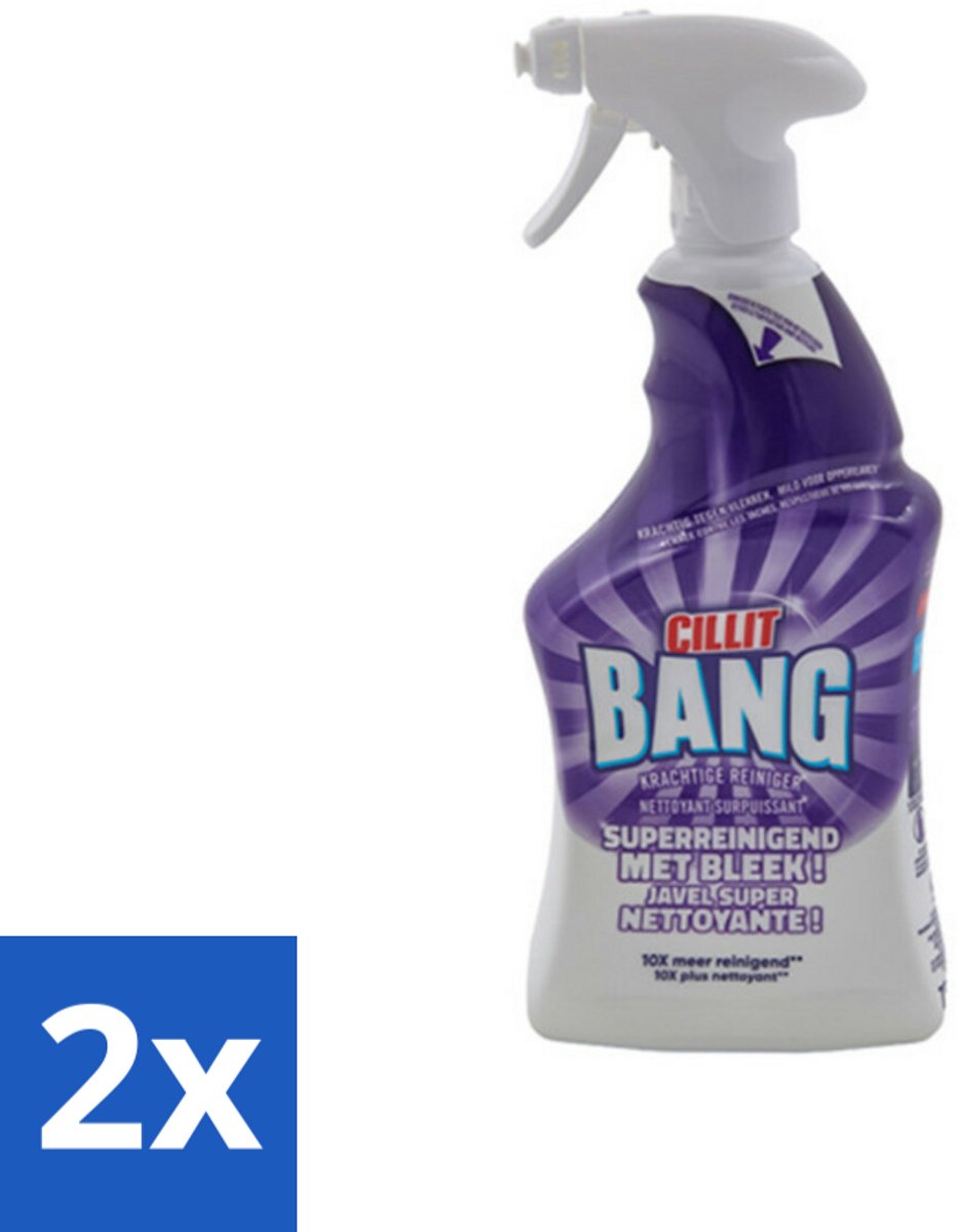2 x Cillit Bang – Schoonmaakspray – Bleach & Hygiëne – 750 ml - Bleek En Hygiënespray - Desinfecterende Schoonmaakspray - Reinigings- En Desinfecterende Spray - Badkamer Reinigen - Keuken Reinigen
