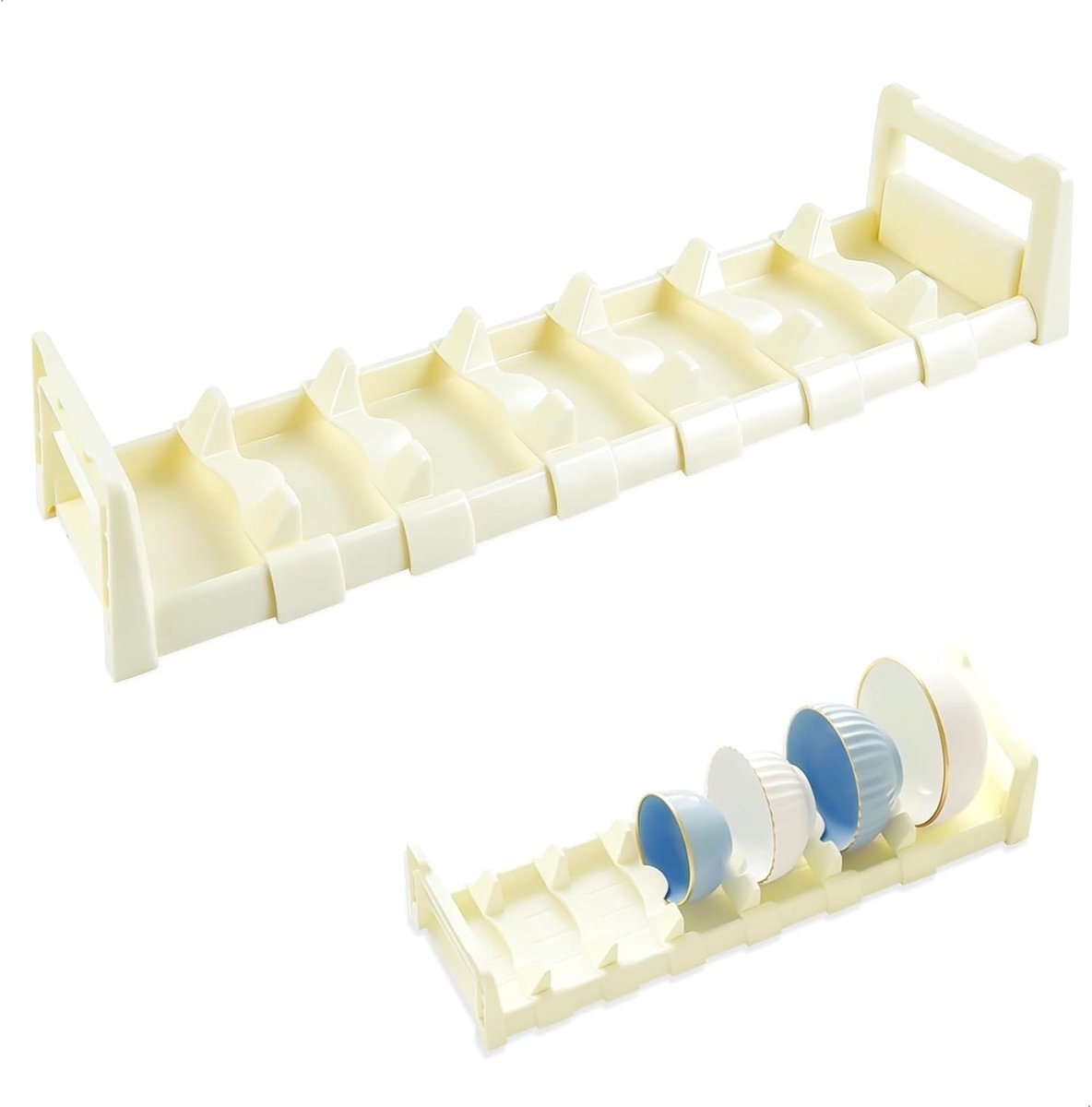 Verstelbaar afdruiprek voor servies, ruimtebesparende gootsteenorganizer voor borden, kommen en snijplanken (wit)