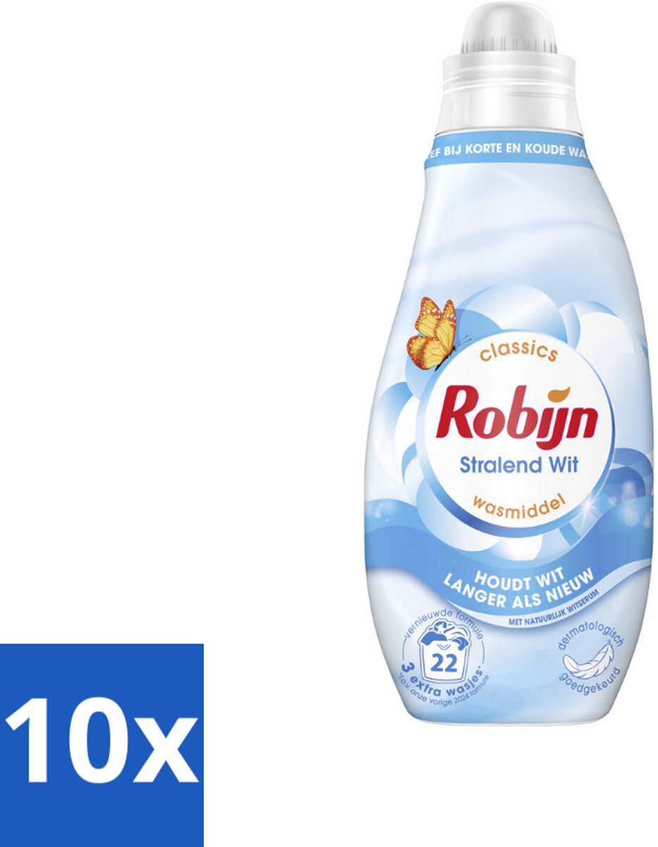 10 x Robijn – Vloeibaar Wasmiddel – Klein & Krachtig Classics Stralend Wit - 665 ml - Koffiezetapparaat