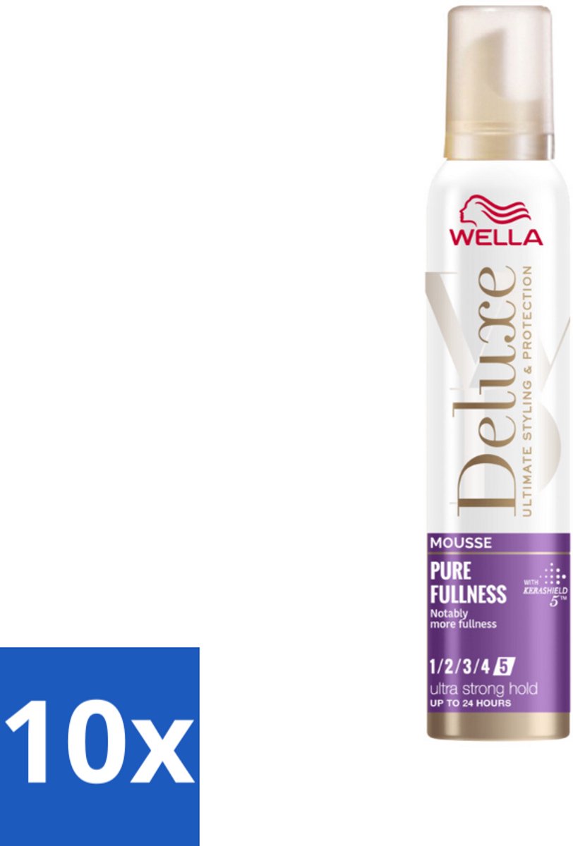 10 x Wella – Deluxe Pure Fullness – Haarmousse – 200 ml - Haarmousse - Volume - Haarbescherming - Kerashield 5 - Anti-pluis