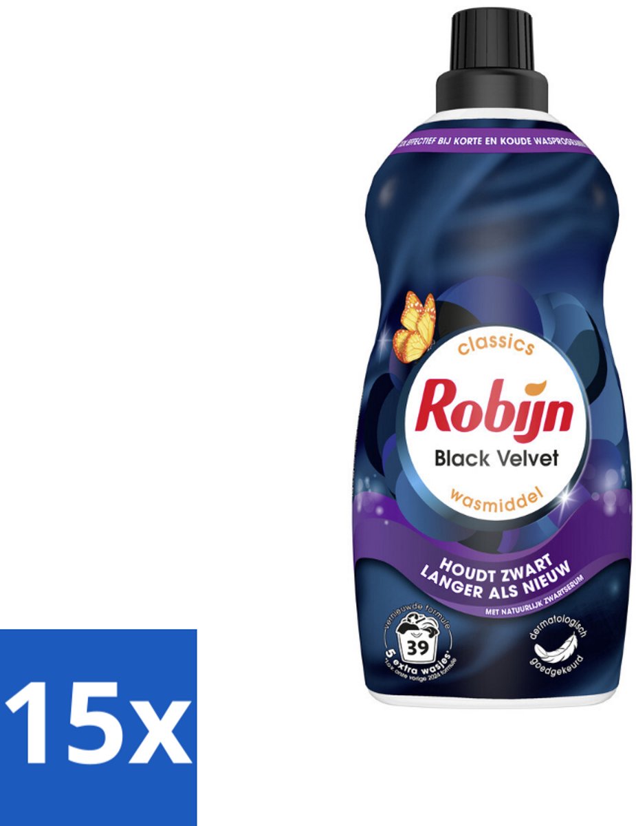 15 x Robijn – Vloeibaar Wasmiddel – Klein & Krachtig Black Velvet – 1,19 L - Kabel - Kabels - Kabelsysteem - Kabelsysteem