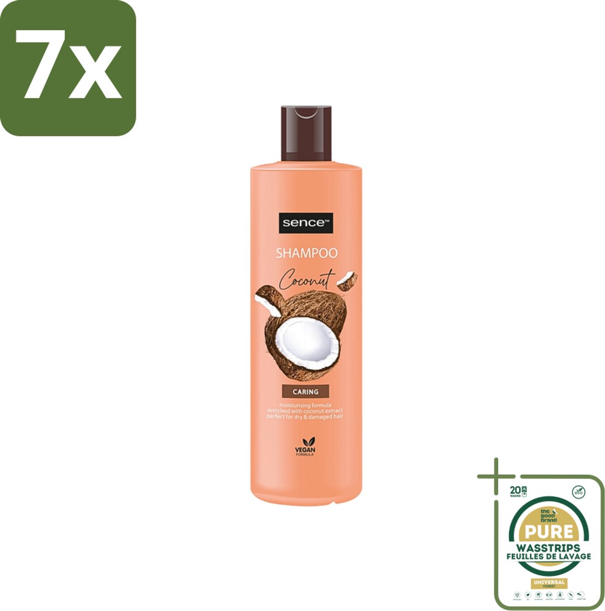 7 x Sence - Coconut - Shampoo - Verzorgend - 400 ml - Voordeelverpakking - Grootverpakking - Kokos Shampoo - Droog Haar Shampoo - Beschadigd Haar Shampoo - Glanzend Haar - Gezond Haar