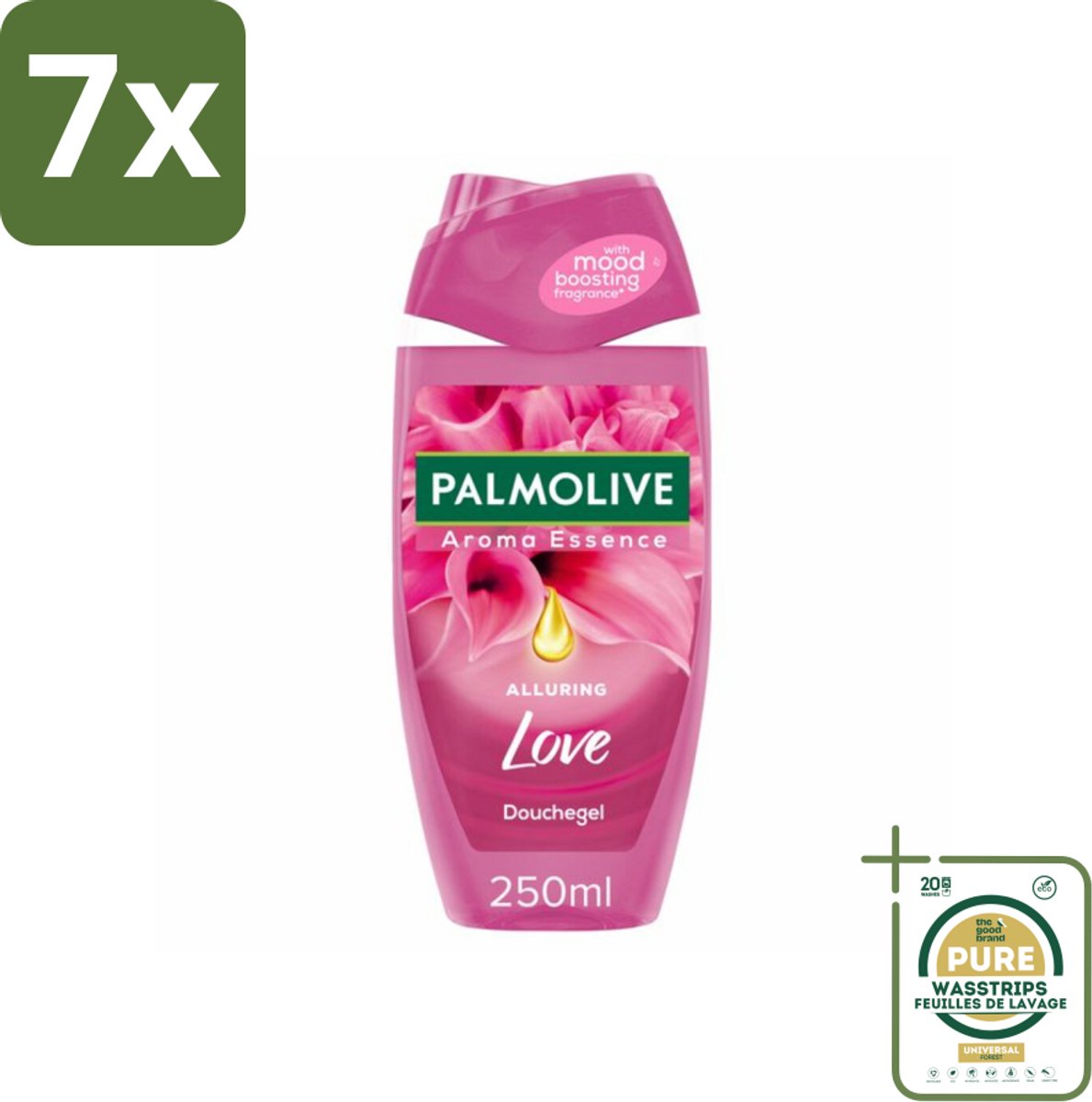 7 x Palmolive Douchegel Aroma Essence Alluring Love 250 ml - Grootverpakking - Douchegel - Geur - Hydratatie - Verzorging - Bloemige Geur