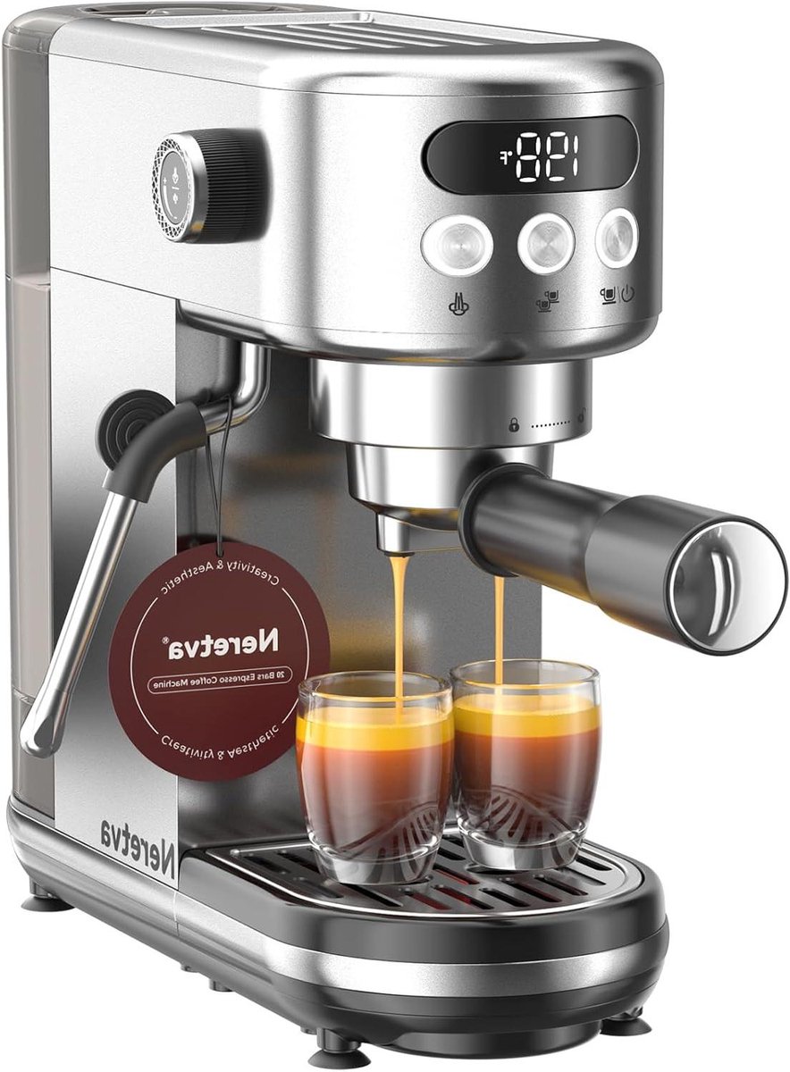 Espressomachine Zeefdrager - Koffiezetapparaat Barista - Thuis Koffie Zetten - 20 Bar Druk - 1.3 Liter - Zilver