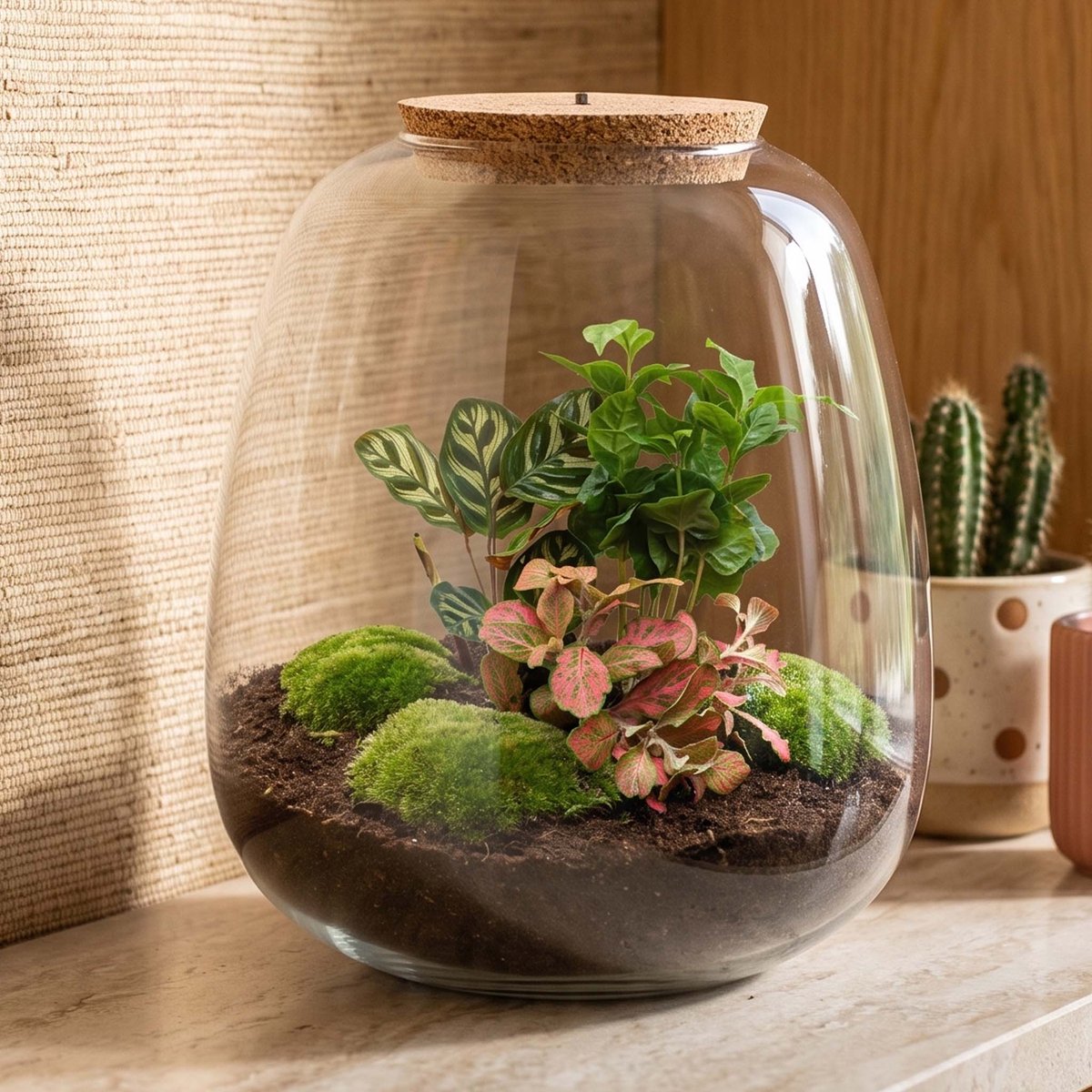 Emma - Coffea Red - Planten Terrarium met licht - DIY kit - Ecosysteem plant - Ø 23 cm ↑ 25 cm