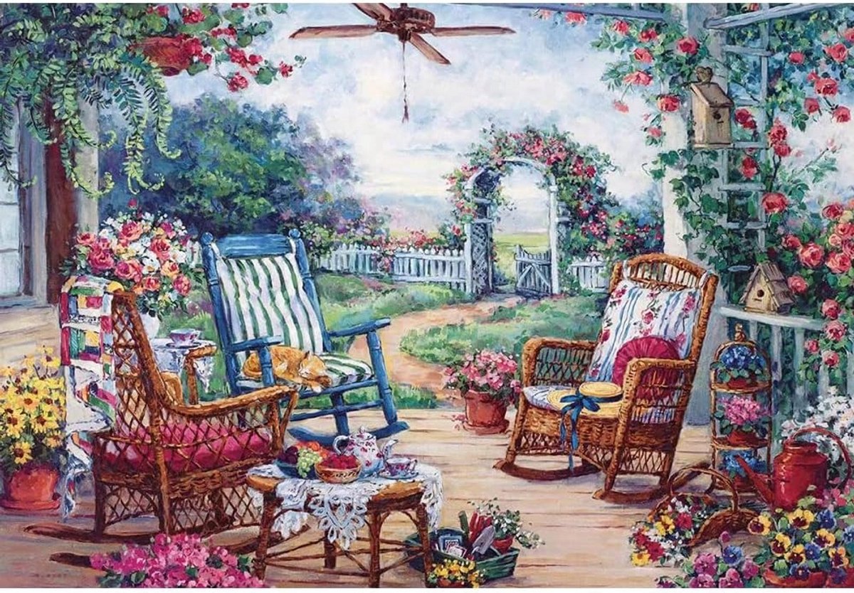 Minipuzzel 1000 Stukjes - Bloemen Terras Tuin 38x26cm