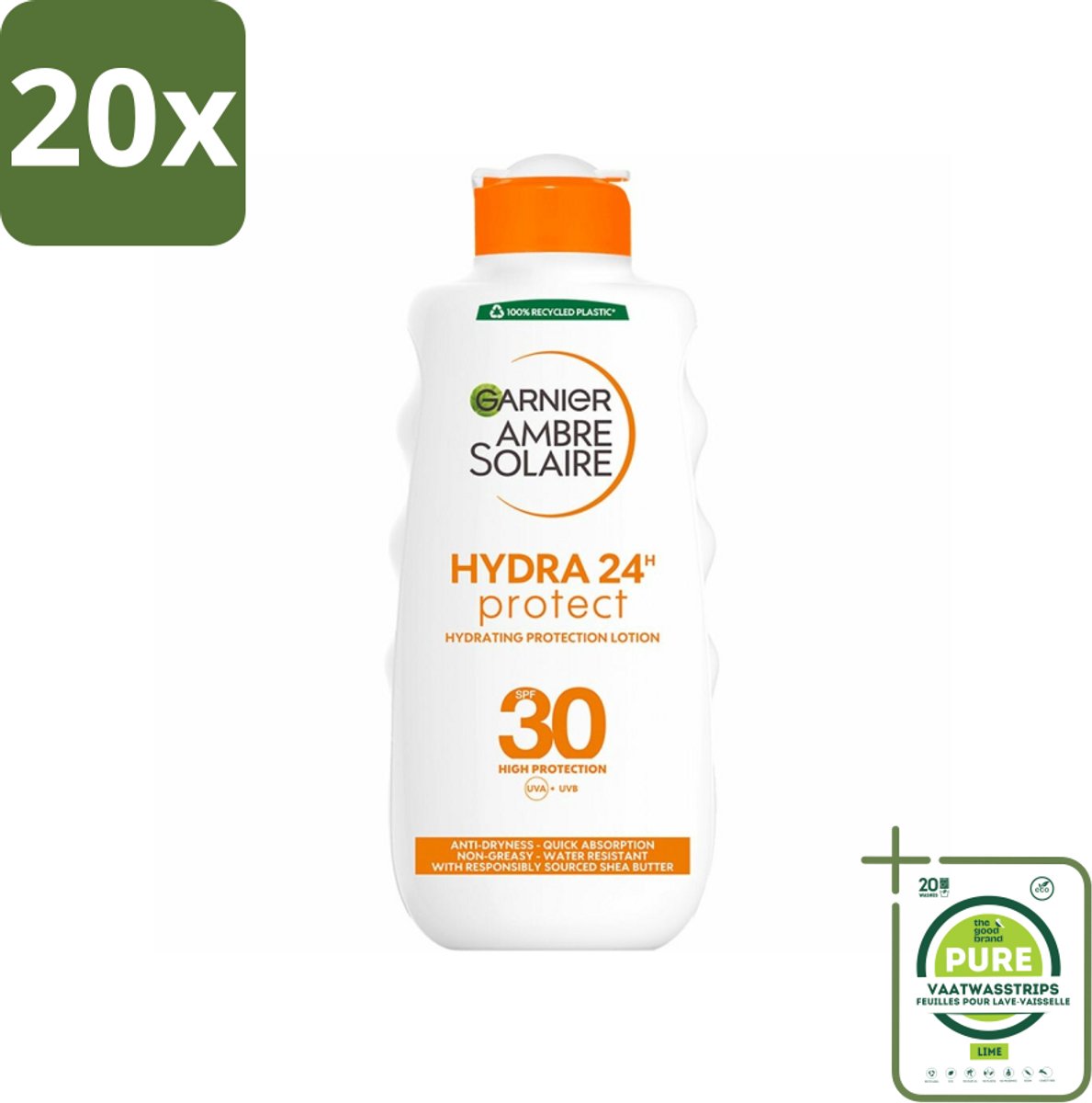 20 x Garnier - Ambre Solaire - Hydraterende Zonnebrand Melk - SPF 30 - 200 ml - Grootverpakking - Zonnescherm - Zonnebrandmelk - Hydraterende Zonnebrandmelk - SPF 30 - Zonbescherming