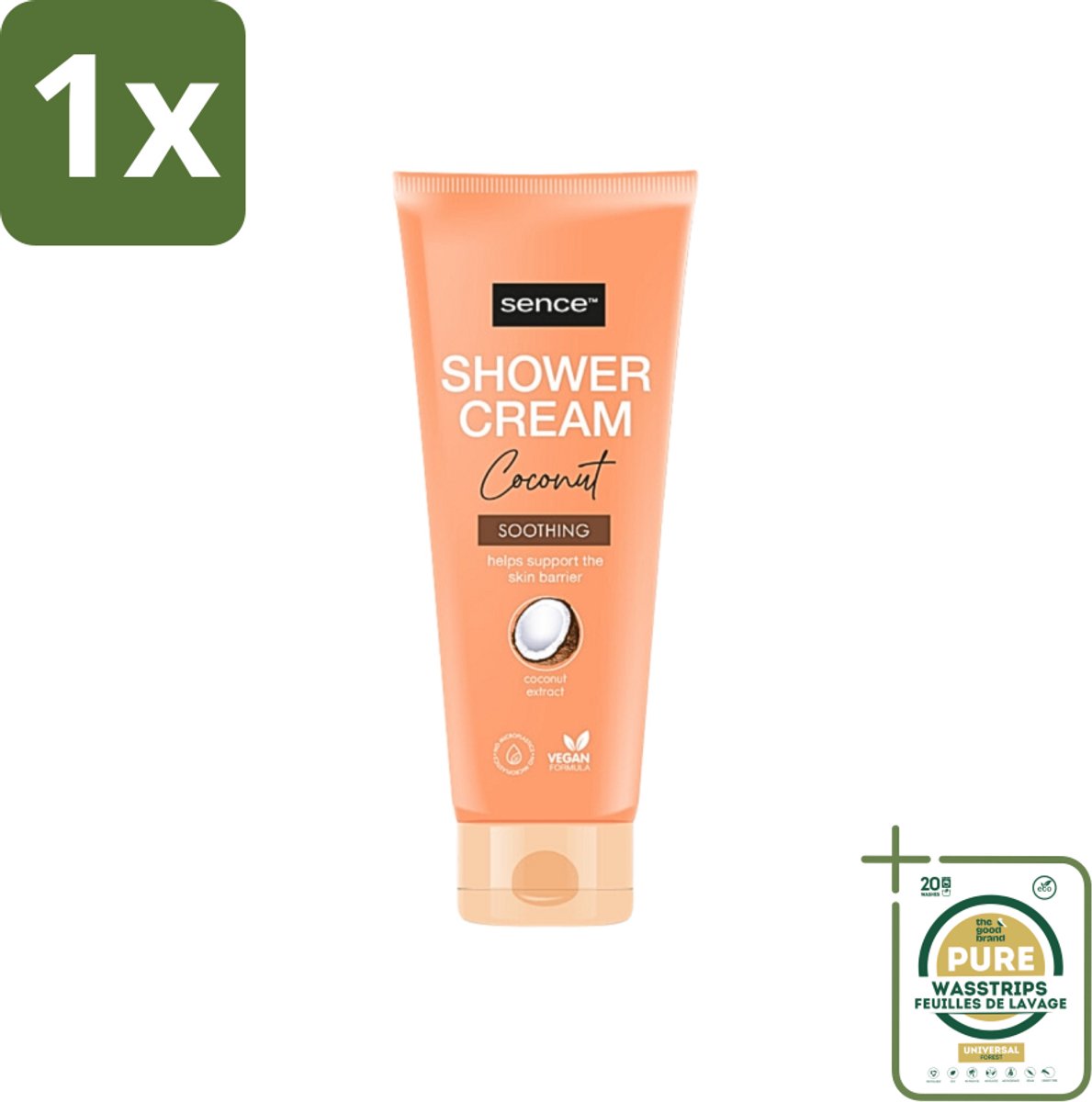 1 x Sence - Coconut - Douchecrème - Verzorgend - 200 ml- Douchecrème - Kokosgeur - Hydraterende Douchecrème - Verzorgende Douche - Tropisch Verwenmoment