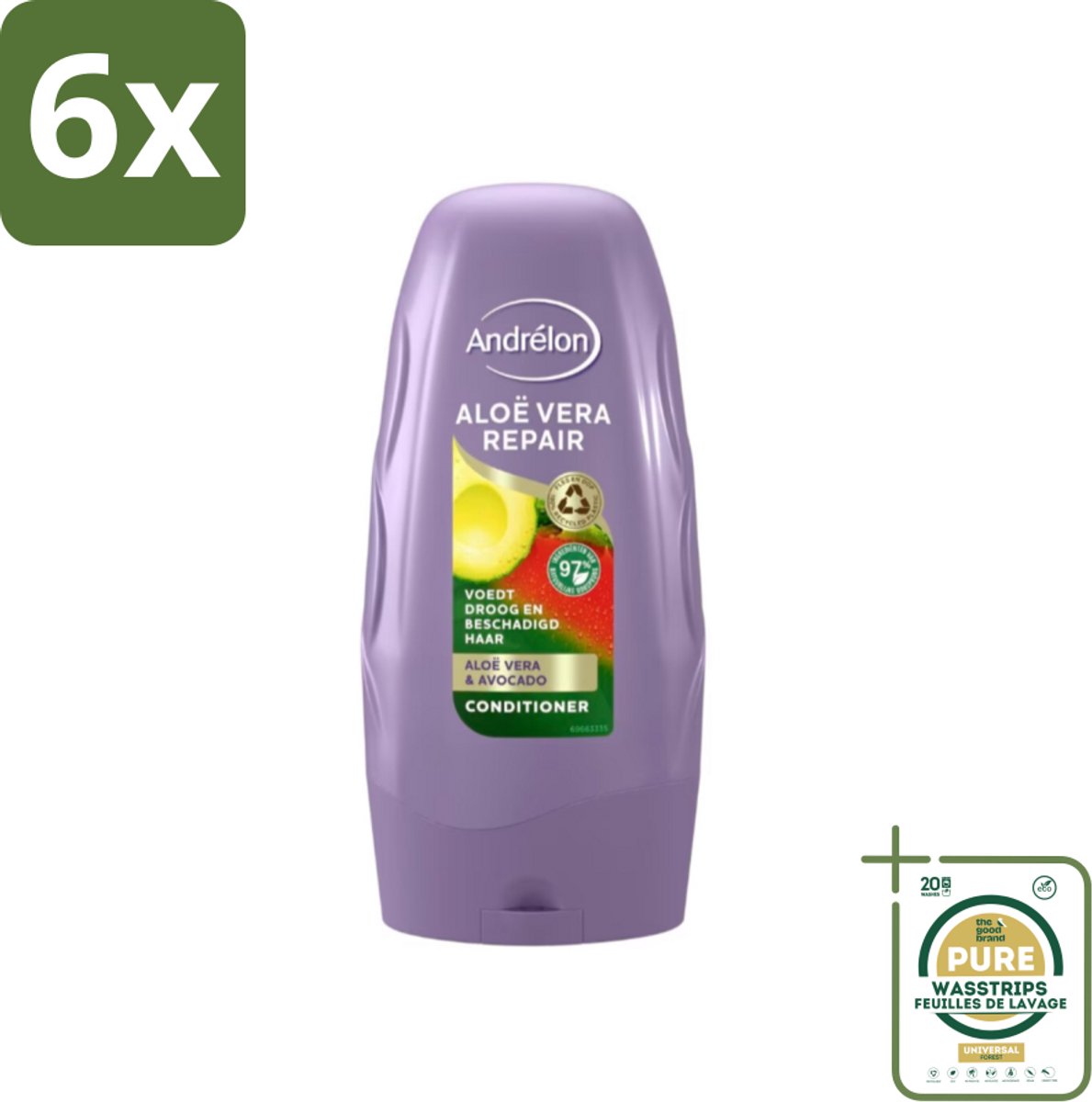 Andrélon Conditioner Aloe Vera Repair 250 ml - Voordeelverpakking - 6 stuks - Haarherstel - Droog haar