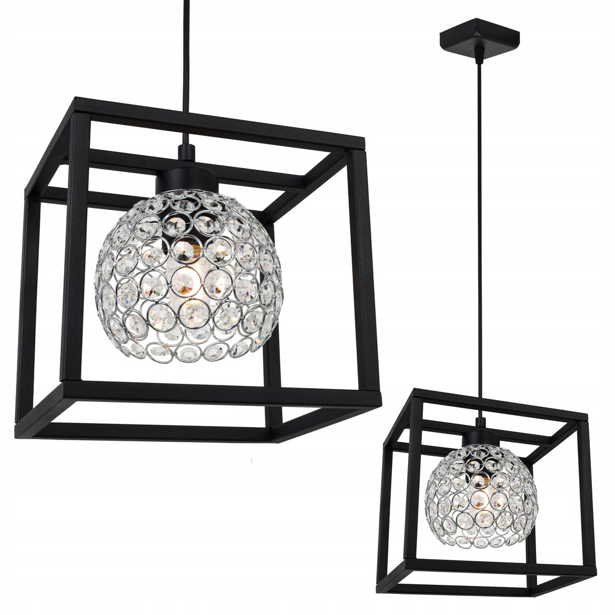Elegante hanglamp Crystals Kooi Zwart Glas