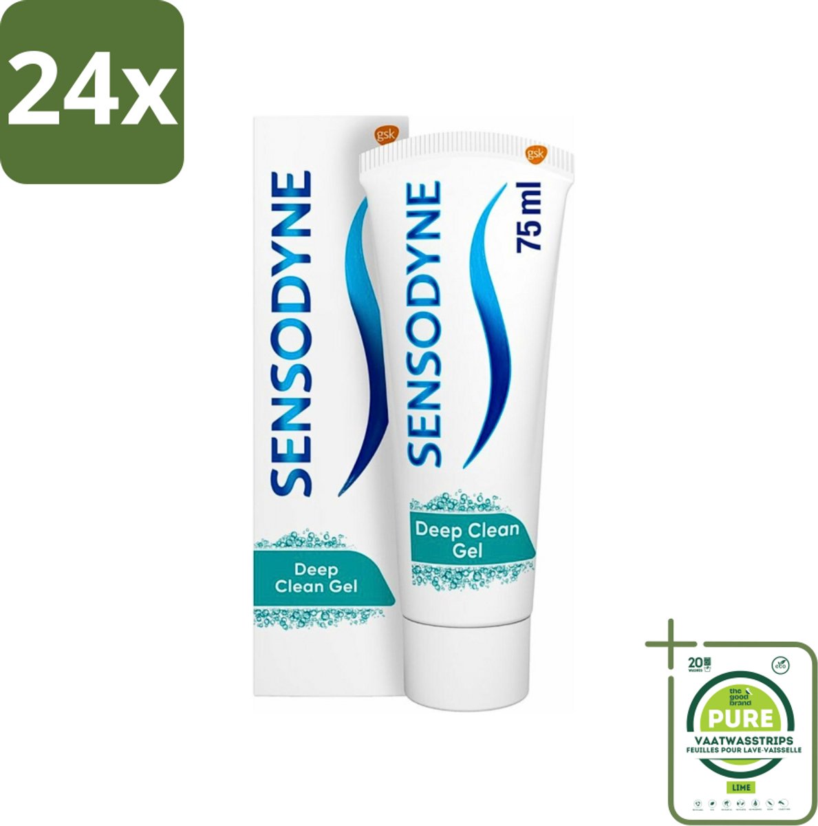 Sensodyne - Tandpasta - Deep Clean - Voor Frisse Adem - 75 ml - Voordeelverpakking - 24 stuks - Gevoelige tanden - Diepe reiniging