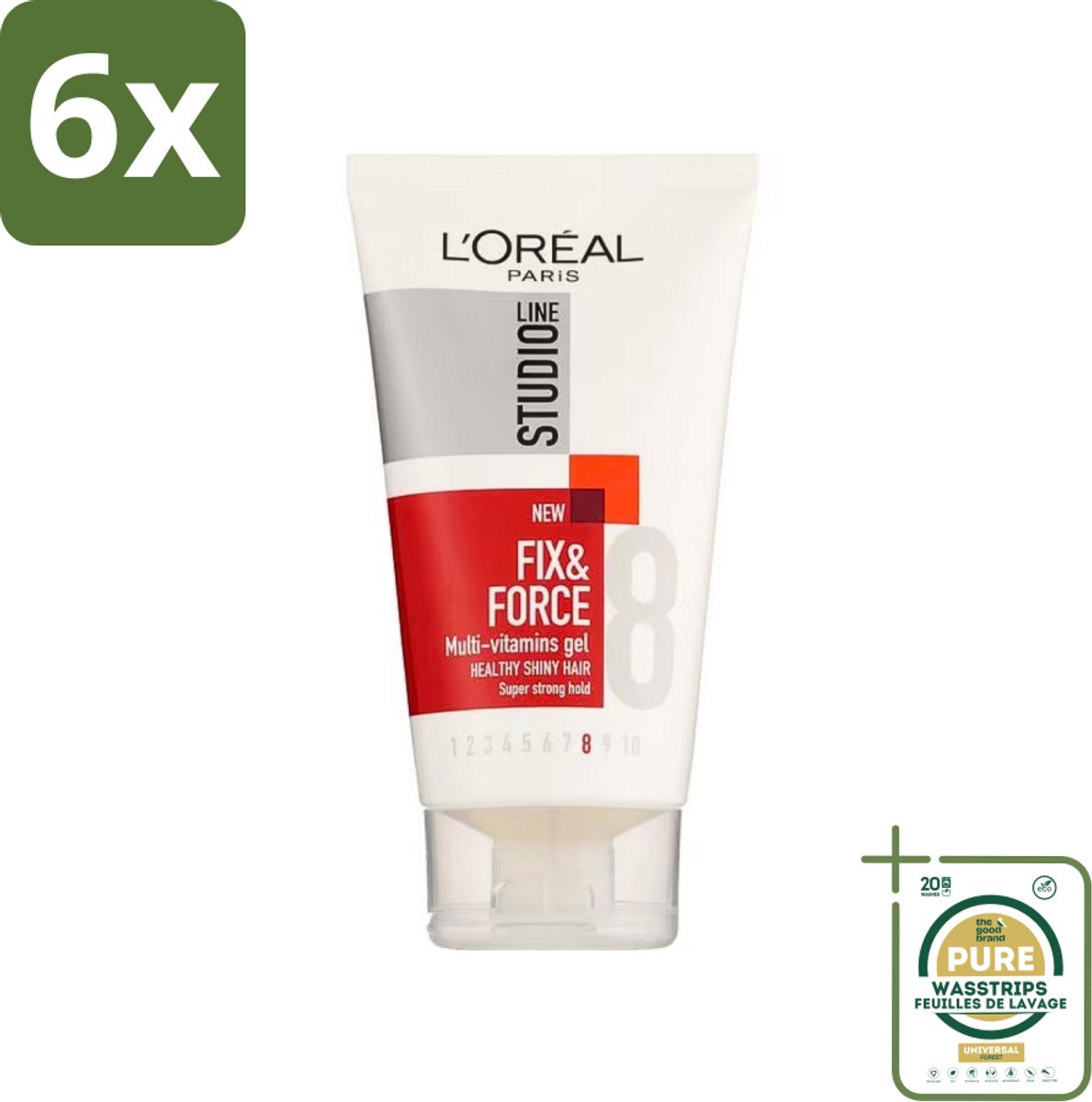 L'Oréal Paris - Studio Line Essentials - Fix & Force - Gel - Super Strong - 150 ml - Voordeelverpakking - 6 stuks - Haarkleur - Haartype
