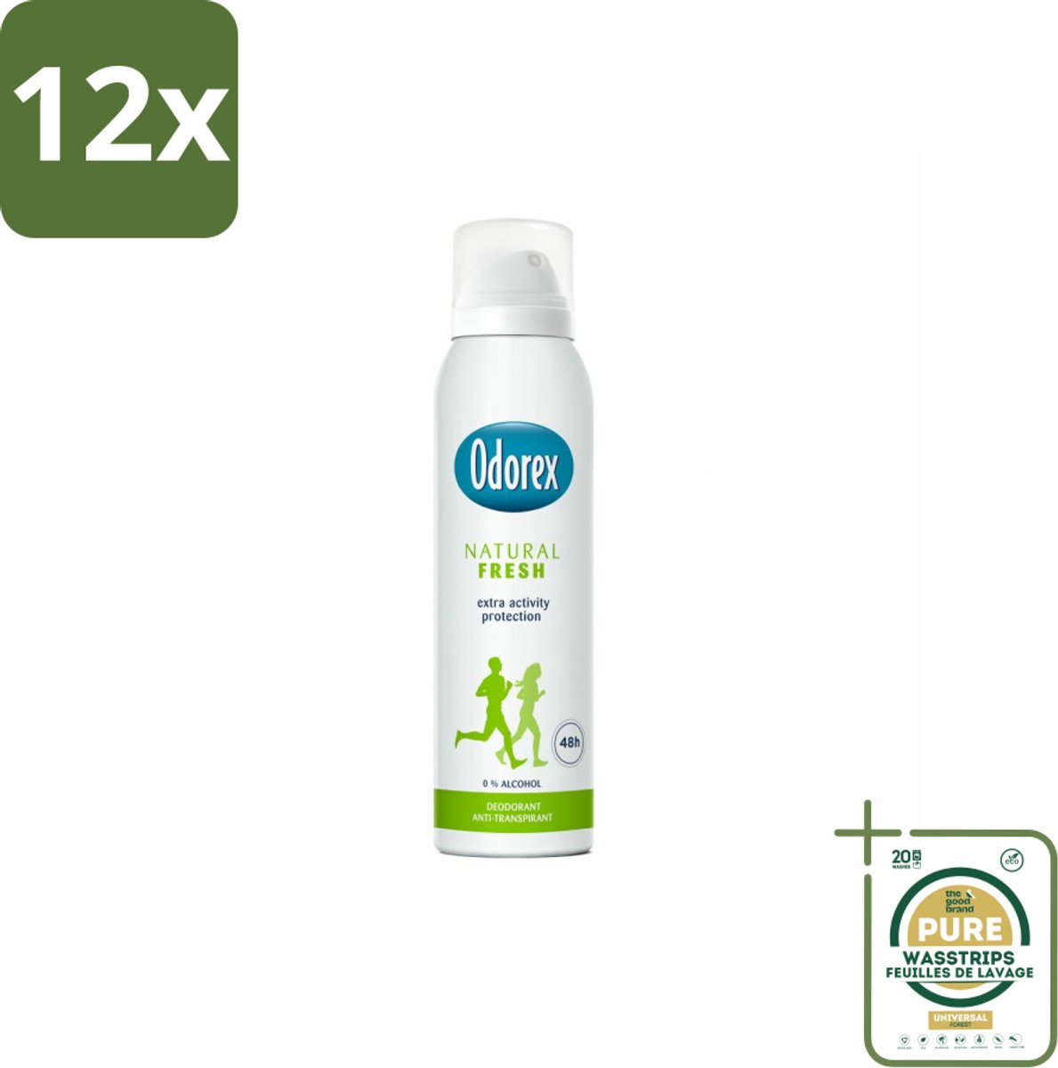 Odorex Deodorant Spray Natural Fresh 150 ml - Voordeelverpakking - 12 stuks - Alcoholvrije deodorant - Huidvriendelijk