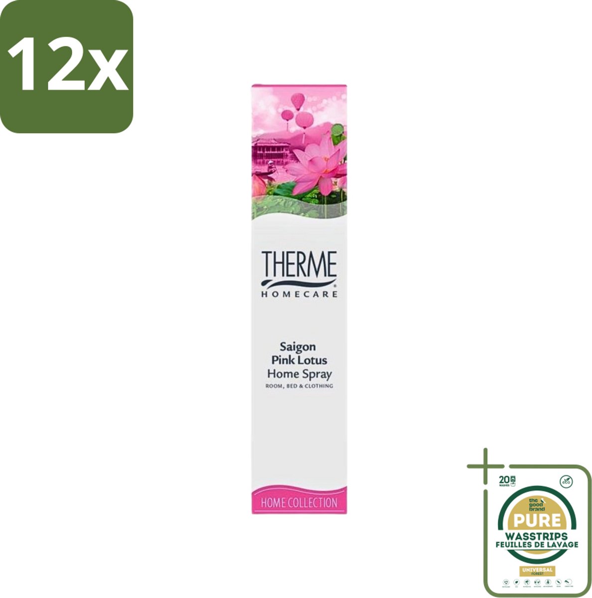 Therme - Interieurspray - Saigon Pink Lotus - Oosterse Romantiek in Huis - 60 ml - Voordeelverpakking - 12 stuks - Oosterse geur - Geurige spray