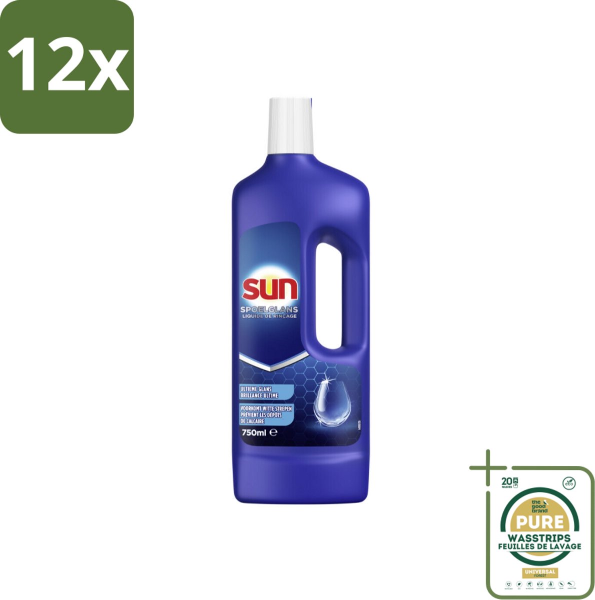 Sun Spoelglans Normaal 750 ml - Voordeelverpakking - 12 stuks - Droogtijd - Kalkaanslag