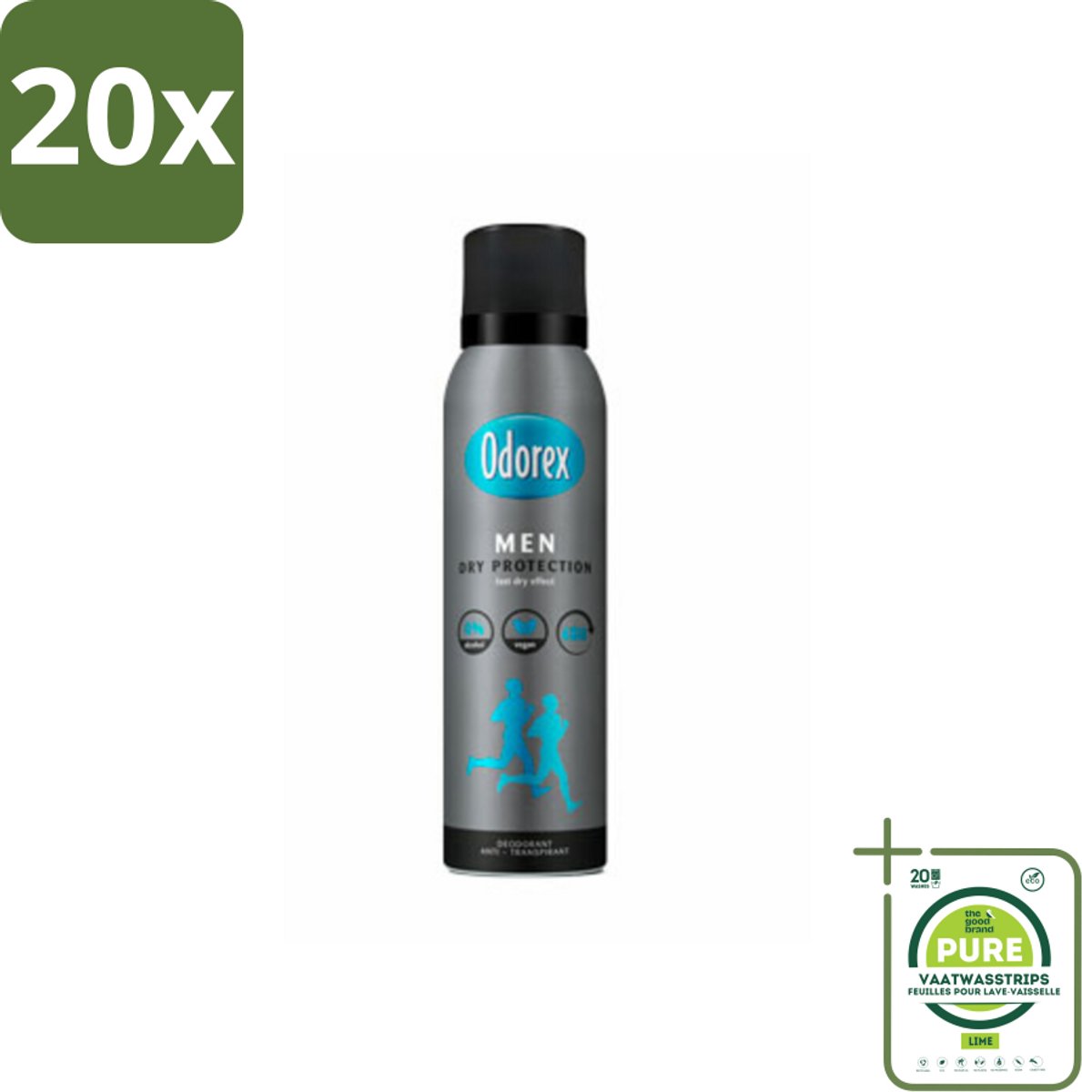 20 x Odorex Men - Deodorant Spray - Dry Protection - Langdurige Frisheid - 150 ml - Grootverpakking - Mannelijke Deospray - Zweetbescherming - Frisheid - Oksel Droog - Geur Tegen Zweet