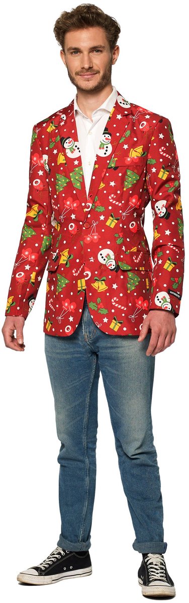 Suitmeister Christmas Red Icons Jacket - Heren jasje - Lichtgevend - Kerstblazer - Maat XXL