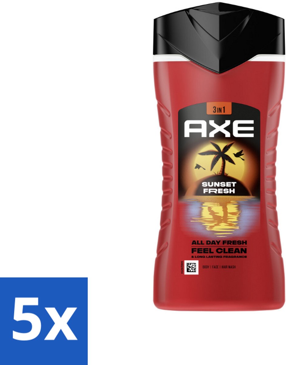 Axe – Douchegel 3-in-1 – Sunset Fresh – 250 ml - Bulkverpakking - 5 stuks