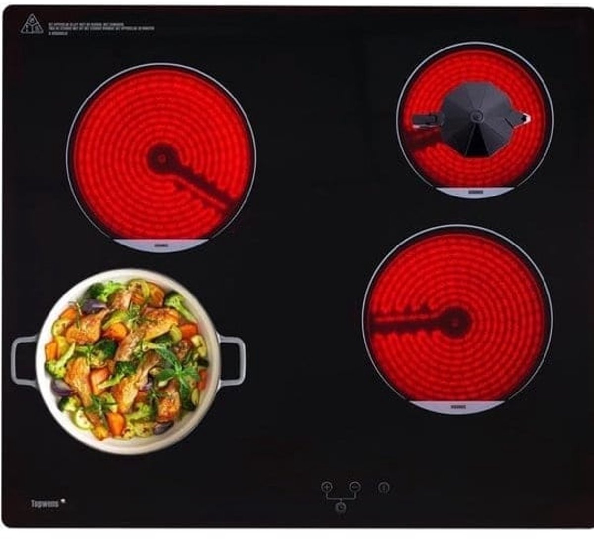 Klarven® Elektrische Inductiekookplaat Rood - 2 Kookzones, Kinderslot, Automatische Panherkenning - Vrijstaand, 6000W, Turbo-actie - B 63 x D 52 x H 11 cm