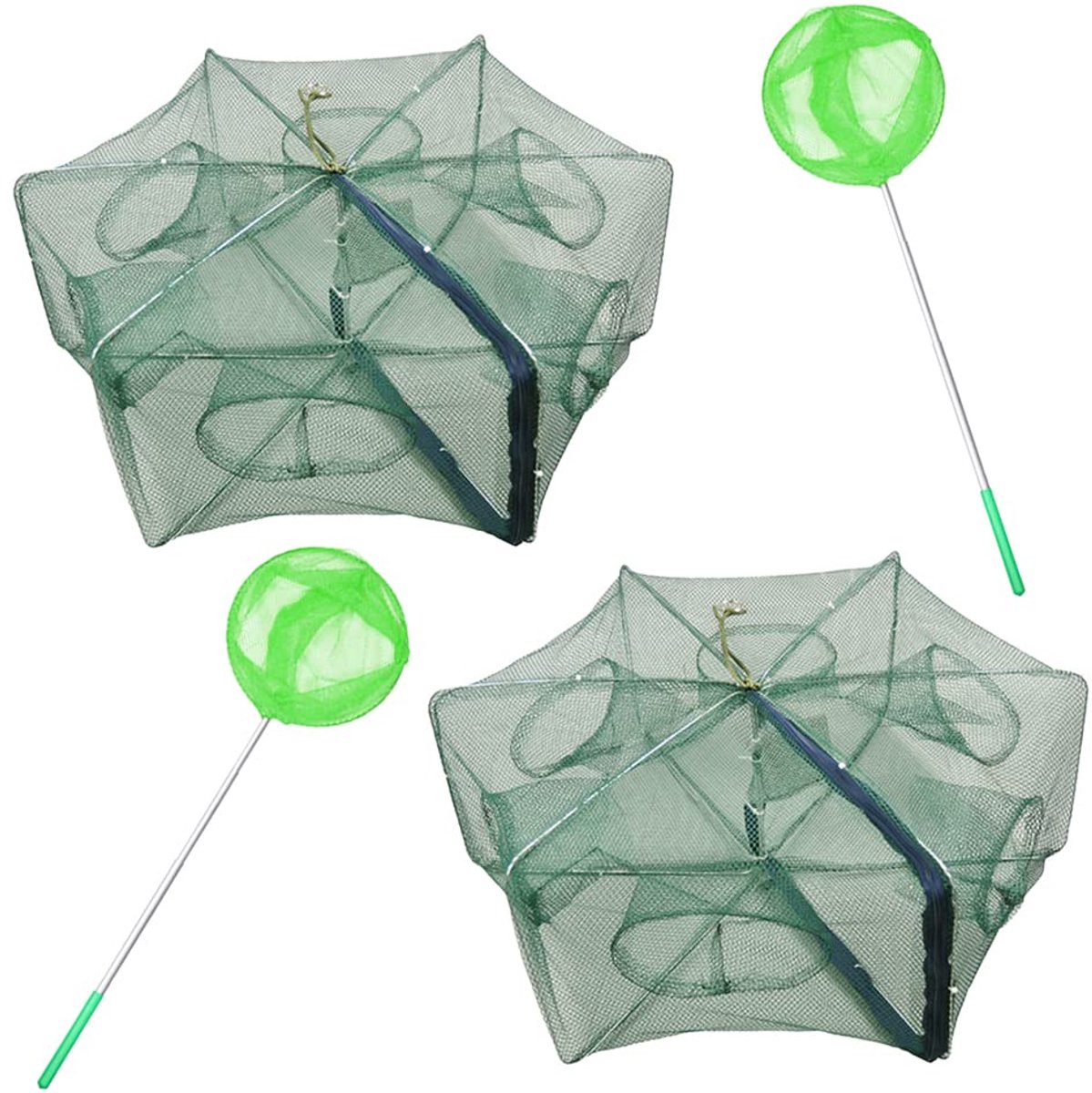 1/2 stuks pesca trappola pieghevole granchio gamberi di fiume pesce minnow crawdad gamberetti rete cast draagbaar - ShopVlot