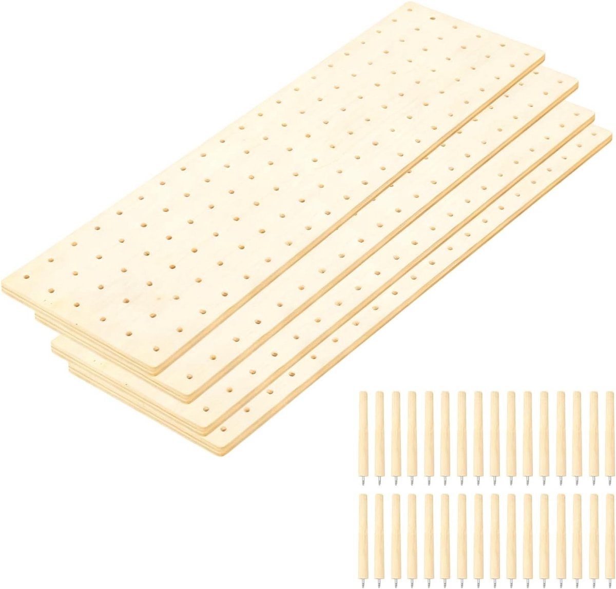 Verstelbare houten lade-organizer, 4 stuks met 32 staven voor servies, keukengerei en accessoires, 53,3 x 15 x 1 cm