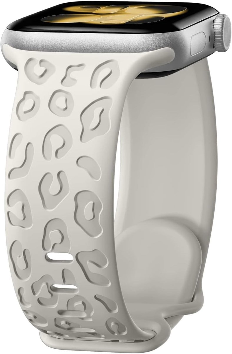Leopardpatroon Gegraveerde Sportband voor Smartwatch, Siliconen Vervangband voor 38 mm tot 49 mm Horloges, Comfortabel en Duurzaam