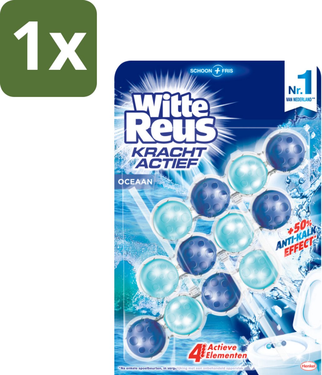 1 x Witte Reus - Kracht Actief Toiletblok - Oceaan - 3 Toiletblokken - Toiletblok Oceaan - Frisse Geur Toilet - Reinigend Toiletblok - Anti-kalk Toiletblok - Hygiëne Toilet