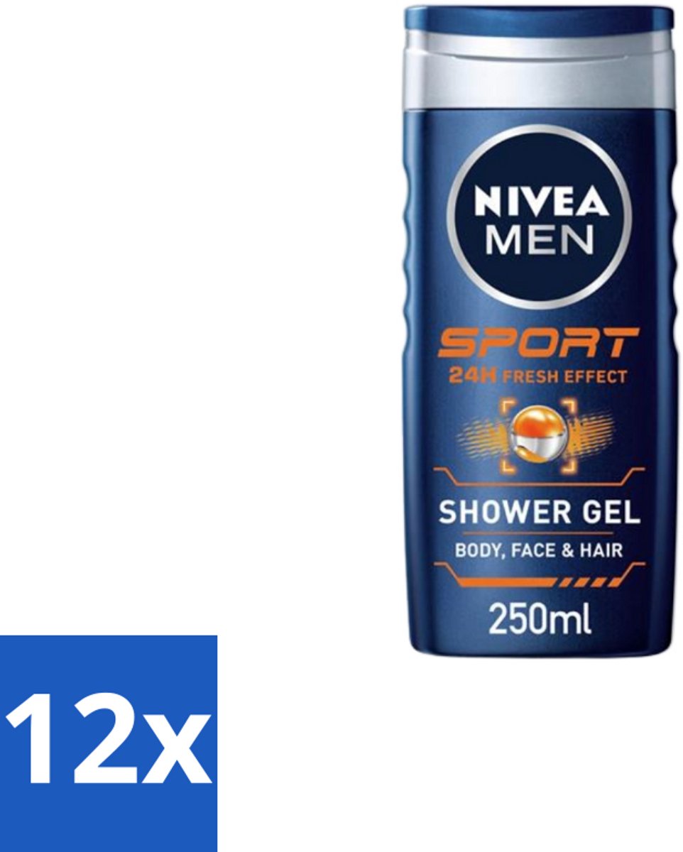 NIVEA MEN – Douchegel – Sport – 250 ml - Voordeelverpakking - 12 stuks