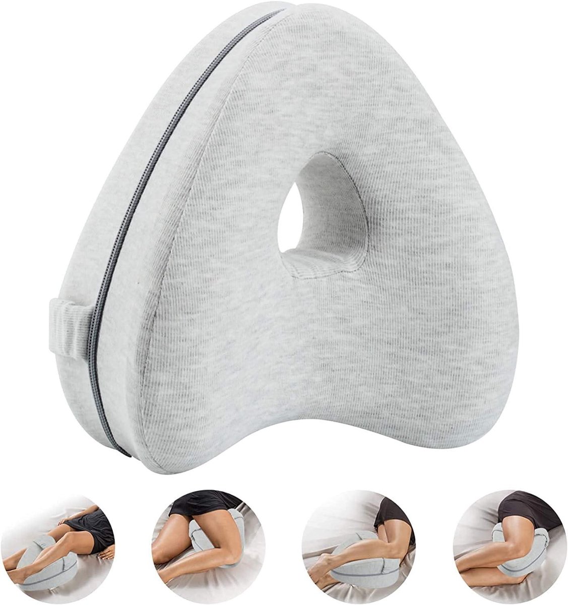 Beenkussen - Kniekussen - Comfortabel slapen - Ergonomisch hartvormig - N.v.t. - Lichtgrijs