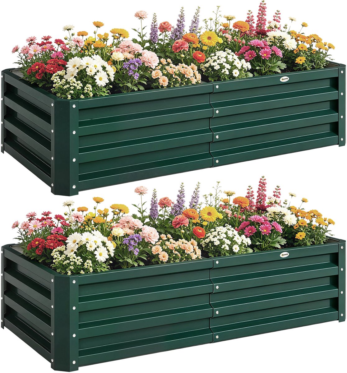 Outsunny tuinbeddenset - Gegalvaniseerd staal - 120x60x30,5 cm - Donkergroen
