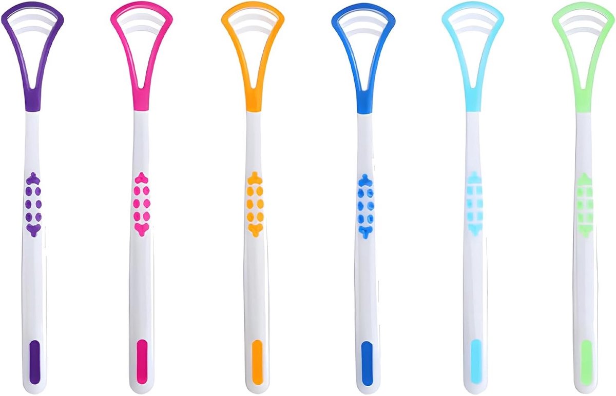 Effectieve set van 6 tongschrapers van silicone voor optimale mondhygiëne en frisse adem