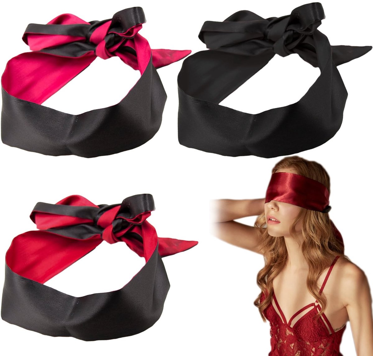 Elzusha - Set van 3 Satijnen Slaapmaskers voor een Goede Nachtrust