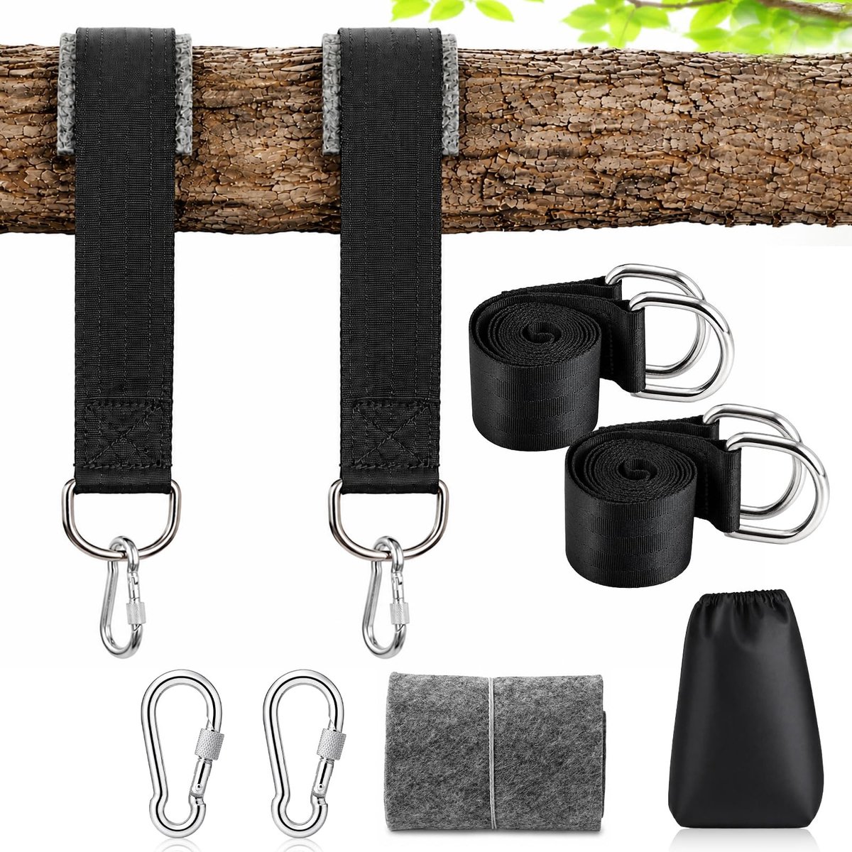 Elzusha - Hangmat Bevestigingsset - 2 Stuks met D-ringen en Beschermpads