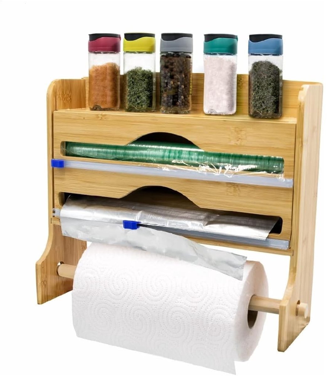Elzusha - Foliesnijder en Keukenorganizer met Wandrolhouder