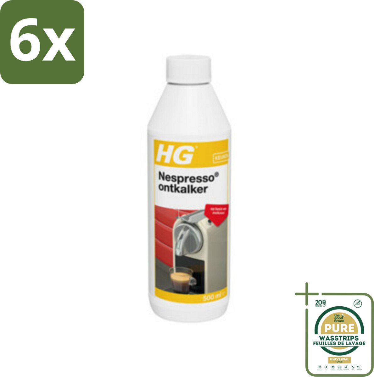 HG Nespresso Ontkalker 500 ml - Voordeelverpakking - 6 stuks - Kalk verwijderen - Nespresso onderhoud