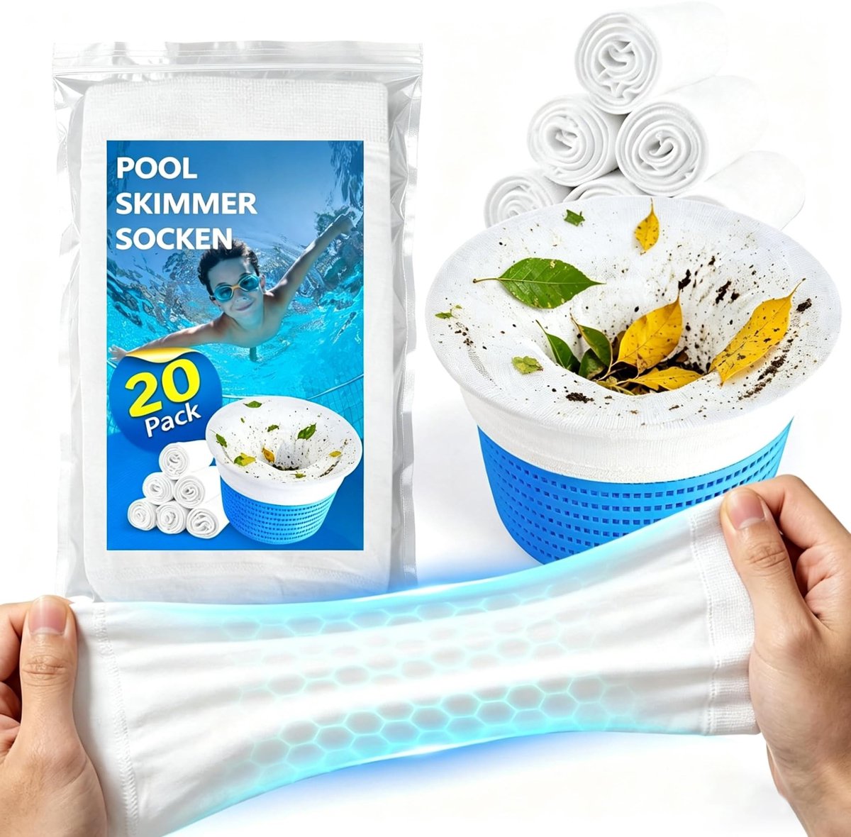 Elzusha - Skimmer Sokken - Herbruikbaar Filter voor Zwembad - 20 Stuks