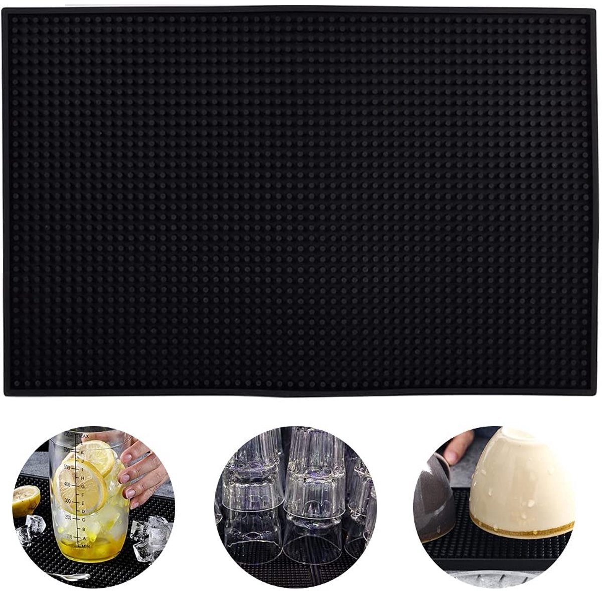 Elzusha - Bar Mat van Zwart Siliconen - 45 x 30 cm voor Keuken en Bar