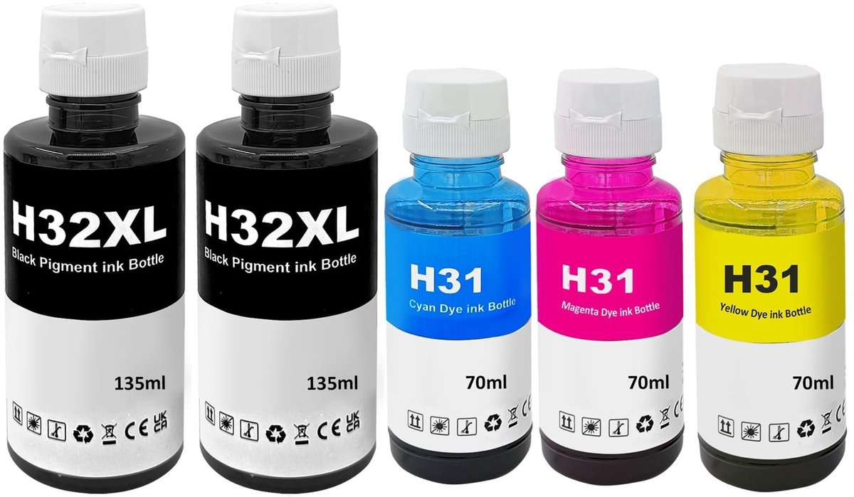 Elzusha - Inktcompatibel met HP 31/32XL Multipack voor Smart Tank